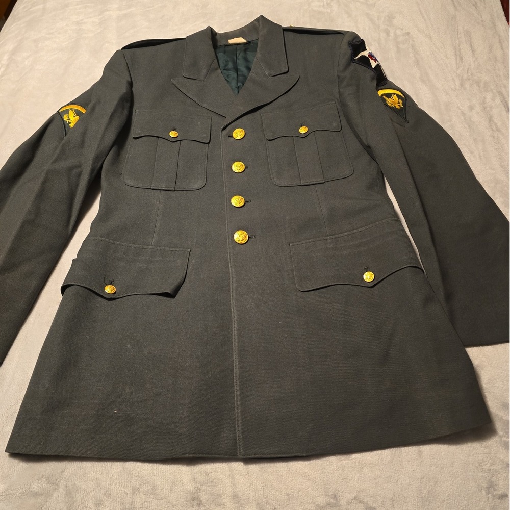 US Army Military Mens 41R Service Dress Uniform Coat 2nd Infantry Indian Patch